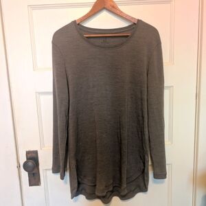 Woolx Women's Merino Wool Long Sleeve Top tunic Taupe Brown Sweater